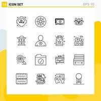 Pack of 16 creative Outlines of well conversation money gossip group Editable Vector Design Elements