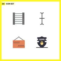 Set of 4 Commercial Flat Icons pack for construction data cursor closed privacy Editable Vector Design Elements