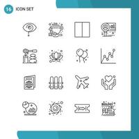 paquete de iconos de vector de stock de 16 signos y símbolos de línea para masajes diagrama de frijol de mercado espacio de trabajo elementos de diseño de vector editables