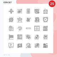 Pictogram Set of 25 Simple Lines of relax view friend pencil document Editable Vector Design Elements