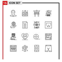16 Thematic Vector Outlines and Editable Symbols of comparison internet china globe basket net Editable Vector Design Elements