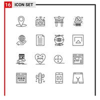 16 Thematic Vector Outlines and Editable Symbols of comparison internet china globe basket net Editable Vector Design Elements