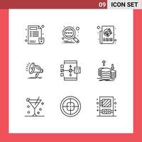 9 Creative Icons Modern Signs and Symbols of voice loud worldwide speaker paper Editable Vector Design Elements