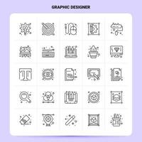 OutLine 25 Graphic Designer Icon set Vector Line Style Design Black Icons Set Linear pictogram pack Web and Mobile Business ideas design Vector Illustration