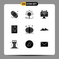 Pictogram Set of 9 Simple Solid Glyphs of learning education setting book social media Editable Vector Design Elements