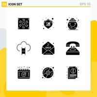 Universal Icon Symbols Group of 9 Modern Solid Glyphs of game career store pot luck Editable Vector Design Elements