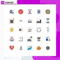 Set of 25 Commercial Flat Colors pack for settings camera note mobile application application Editable Vector Design Elements