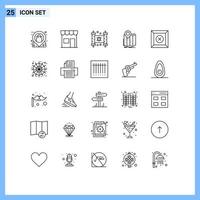 Group of 25 Modern Lines Set for navigation location retail gps party Editable Vector Design Elements