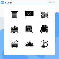 9 Creative Icons Modern Signs and Symbols of page marketing chinese web promotion Editable Vector Design Elements