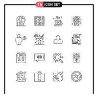 paquete de iconos de vector de stock de 16 signos y símbolos de línea para elementos de diseño de vector editables de medalla de éxito de avatar de electricidad