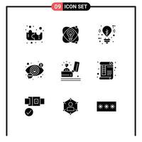 Solid Glyph Pack of 9 Universal Symbols of event vision eco view search Editable Vector Design Elements