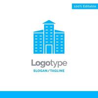 Building City Construction Blue Solid Logo Template Place for Tagline vector