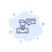 Chat Message Popup Man Conversation Blue Icon on Abstract Cloud Background vector