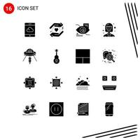 16 iconos creativos signos y símbolos modernos de mars ufo eyetap space estudiante elementos de diseño vectorial editables vector
