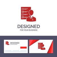tarjeta de visita creativa y plantilla de logotipo perfil habilidades negocio empleado trabajo hombre reanudar habilidades vector ilustración
