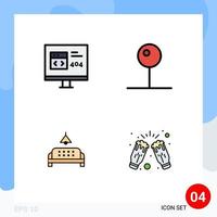 Modern Set of 4 Filledline Flat Colors and symbols such as app sofa development media lump Editable Vector Design Elements