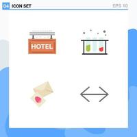 Group of 4 Flat Icons Signs and Symbols for hotel mail rest test easter Editable Vector Design Elements