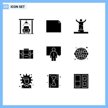 Set of 9 Modern UI Icons Symbols Signs for lecture communication human office bag Editable Vector Design Elements