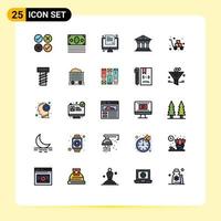 Universal Icon Symbols Group of 25 Modern Filled line Flat Colors of cart ireland exam money bank Editable Vector Design Elements