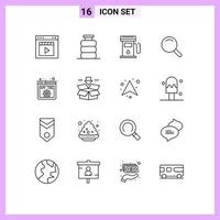 Set of 16 Modern UI Icons Symbols Signs for api search drink expanded maps Editable Vector Design Elements