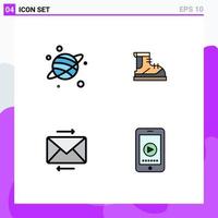 4 Creative Icons Modern Signs and Symbols of astrology share boots track phone Editable Vector Design Elements