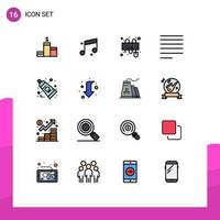 Universal Icon Symbols Group of 16 Modern Flat Color Filled Lines of arrow tooth keyboard clean text Editable Creative Vector Design Elements
