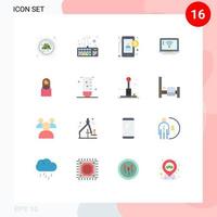 Pictogram Set of 16 Simple Flat Colors of lady mother money women signal Editable Pack of Creative Vector Design Elements