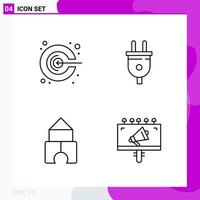 Line Icon set Pack of 4 Outline Icons isolated on White Background for Web Print and Mobile Creative Black Icon vector background