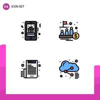 Universal Icon Symbols Group of 4 Modern Filledline Flat Colors of christmas trade mobile gift ipo email Editable Vector Design Elements