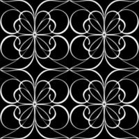 seamless graphic abstract tile pattern, white geometric ornament on black background, texture, design photo