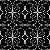 seamless graphic abstract tile pattern, white geometric ornament on black background, texture, design photo