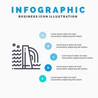 icono de línea de la industria de la fábrica de construcción de edificios con fondo de infografía de presentación de 5 pasos vector