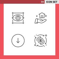 4 Universal Filledline Flat Colors Set for Web and Mobile Applications creativity download eye construction dollar Editable Vector Design Elements