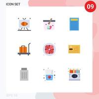 Mobile Interface Flat Color Set of 9 Pictograms of sauna weight easter scale baggage Editable Vector Design Elements