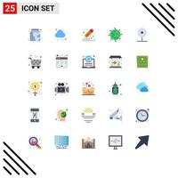 Group of 25 Modern Flat Colors Set for camera cell color biology paint Editable Vector Design Elements