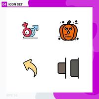 4 Universal Filledline Flat Colors Set for Web and Mobile Applications men arrow gander halloween up Editable Vector Design Elements