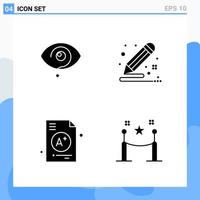 Modern 4 solid style icons Glyph Symbols for general use Creative Solid Icon Sign Isolated on White Background 4 Icons Pack Creative Black Icon vector background