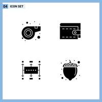 Universal Icon Symbols Group of 4 Modern Solid Glyphs of referee modern cash workflow food Editable Vector Design Elements