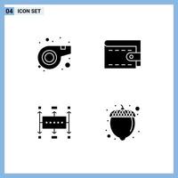 Universal Icon Symbols Group of 4 Modern Solid Glyphs of referee modern cash workflow food Editable Vector Design Elements