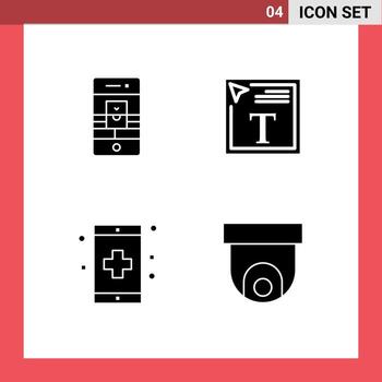 User Interface Pack of 4 Basic Solid Glyphs of call app video font color fitness Editable Vector Design Elements