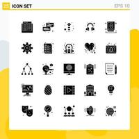 25 Universal Solid Glyphs Set for Web and Mobile Applications book support message help up Editable Vector Design Elements