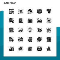 25 conjunto de iconos de viernes negro plantilla de ilustración de vector de icono de glifo sólido para ideas web y móviles para empresa comercial