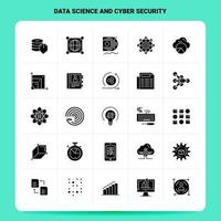 conjunto de iconos de seguridad cibernética y ciencia de datos sólidos 25 diseño de estilo de glifo vectorial conjunto de iconos negros diseño de ideas de negocios web y móvil ilustración vectorial vector