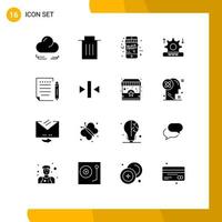 Pictogram Set of 16 Simple Solid Glyphs of paper letter black friday setting security Editable Vector Design Elements