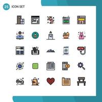 25 Thematic Vector Filled line Flat Colors and Editable Symbols of layout error website error heart protection Editable Vector Design Elements