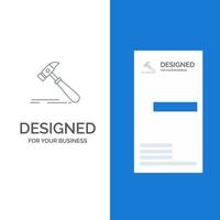 Hammer Construction Tool Strong Carpenter Grey Logo Design and Business Card Template vector