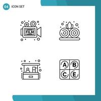 Modern Set of 4 Filledline Flat Colors Pictograph of camera home business retro nature small business Editable Vector Design Elements