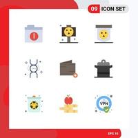 9 Flat Color concept for Websites Mobile and Apps kitchen cooker genetics wallet commerce Editable Vector Design Elements