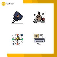 Mobile Interface Filledline Flat Color Set of 4 Pictograms of engine market herb aroma air Editable Vector Design Elements