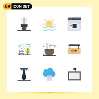 Universal Icon Symbols Group of 9 Modern Flat Colors of cooking tree internet park autumn Editable Vector Design Elements